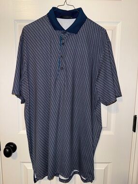 Greyson Navy Geo Pattern Short-Sleeve Polo